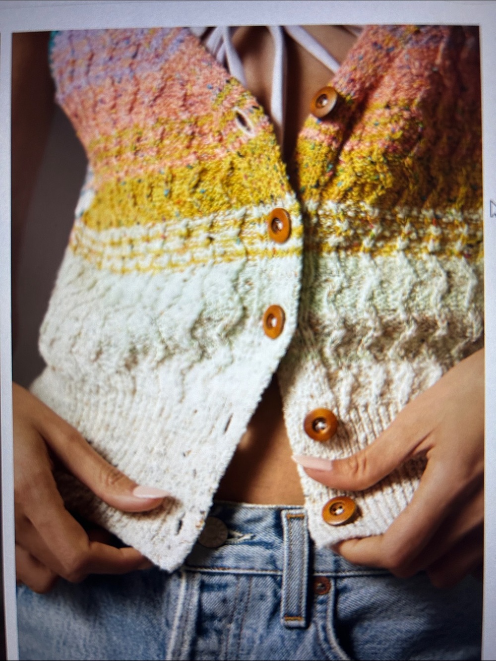 Anthropologie’s Pilcro Samalona Multicolor Gradient Button-Front Sweater Tank - Picture 9 of 11